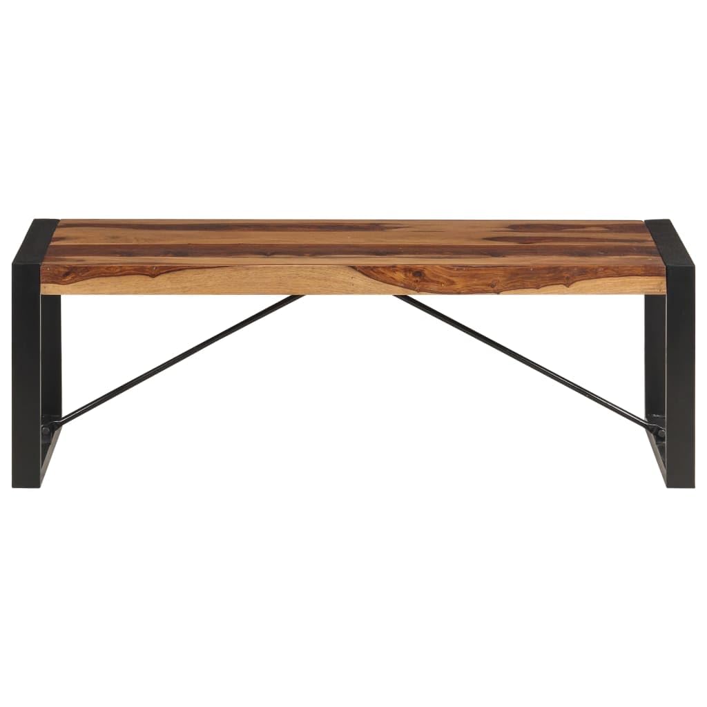Brown Rectangular Sheesham Wood Coffee Table with Steel Legs I3249