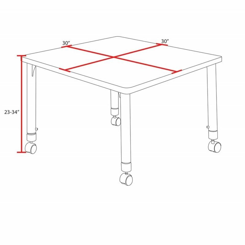 30" Square Mobile Table with 4 Stackable Chairs K9322