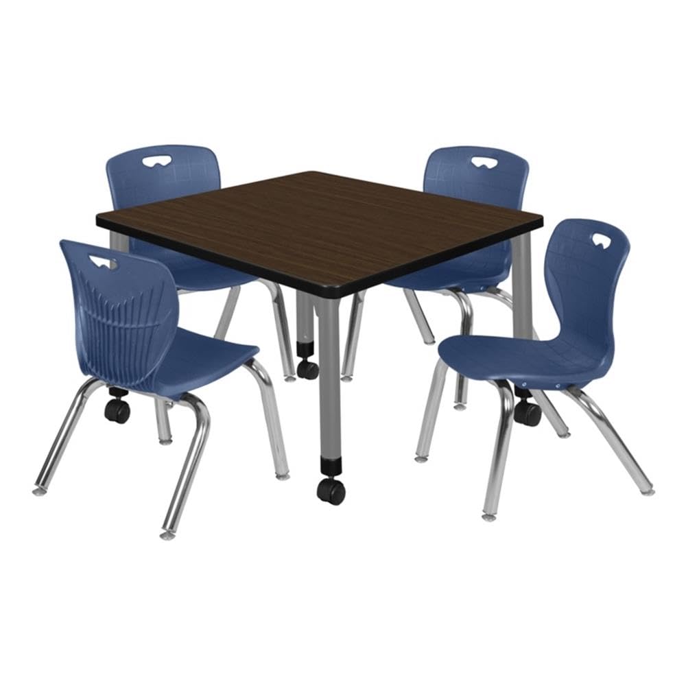 30" Square Mobile Table with 4 Stackable Chairs K9322