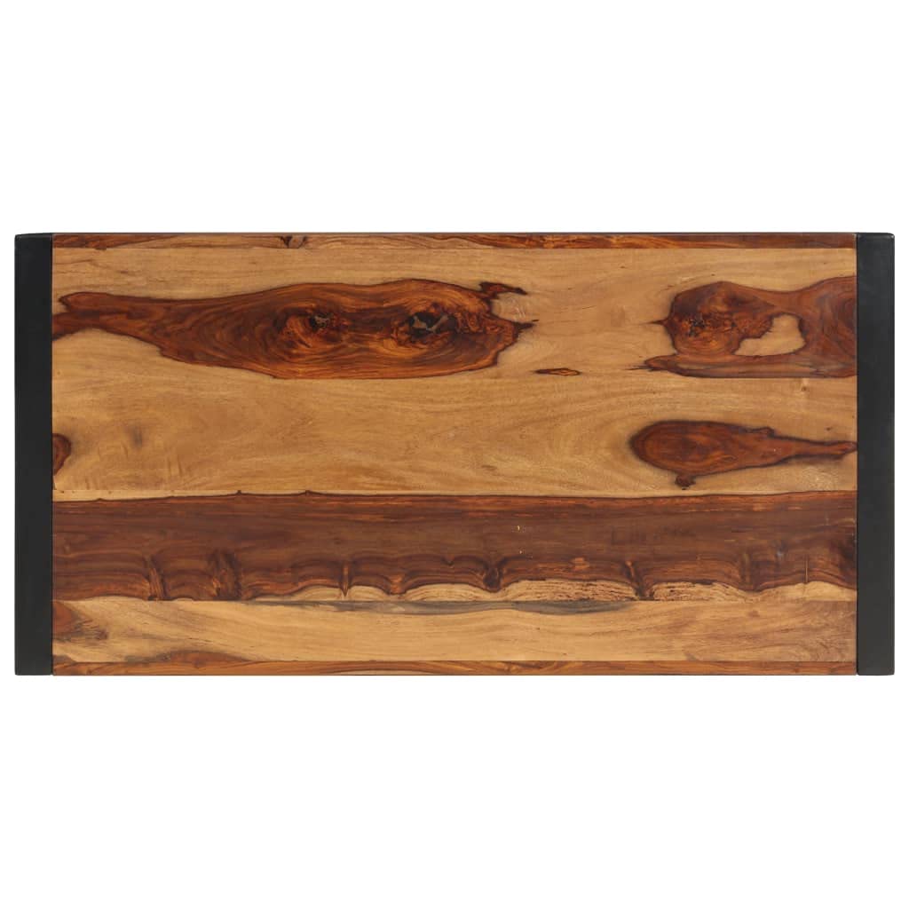 Brown Rectangular Sheesham Wood Coffee Table with Steel Legs I3249