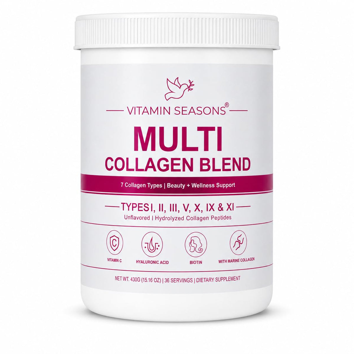 Unflavored Hydrolyzed Collagen Peptides Powder 15.16 oz T1590