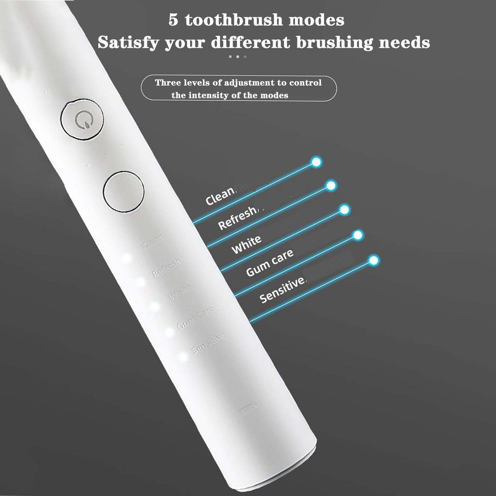 Sonic Electric Toothbrush, 5 Modes, 2-Minute Timer, 4 Brush Heads D631
