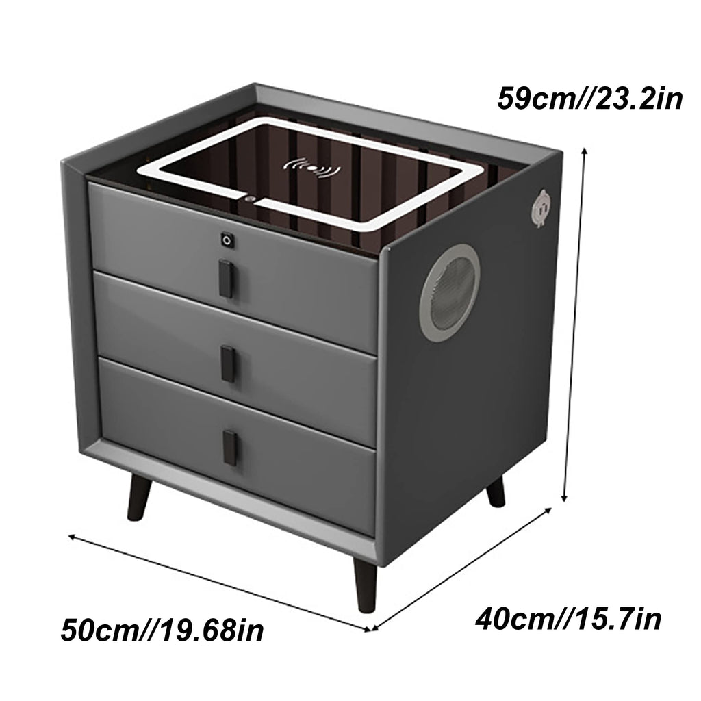 White 3 Drawer Bed End Table with Wireless Charging G86456