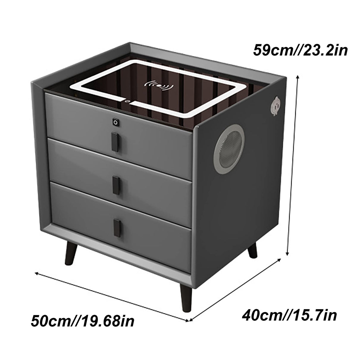 White 3 Drawer Bed End Table with Wireless Charging G86456