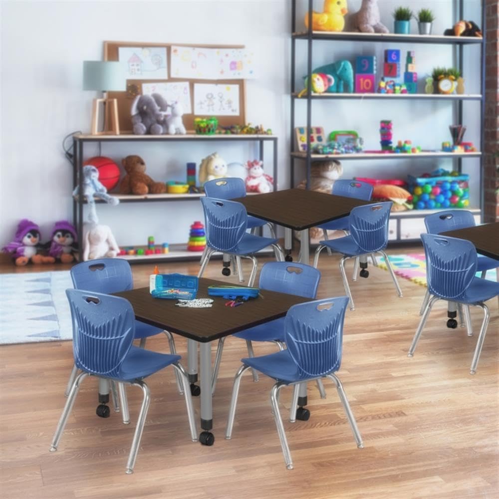 30" Square Mobile Table with 4 Stackable Chairs K9322