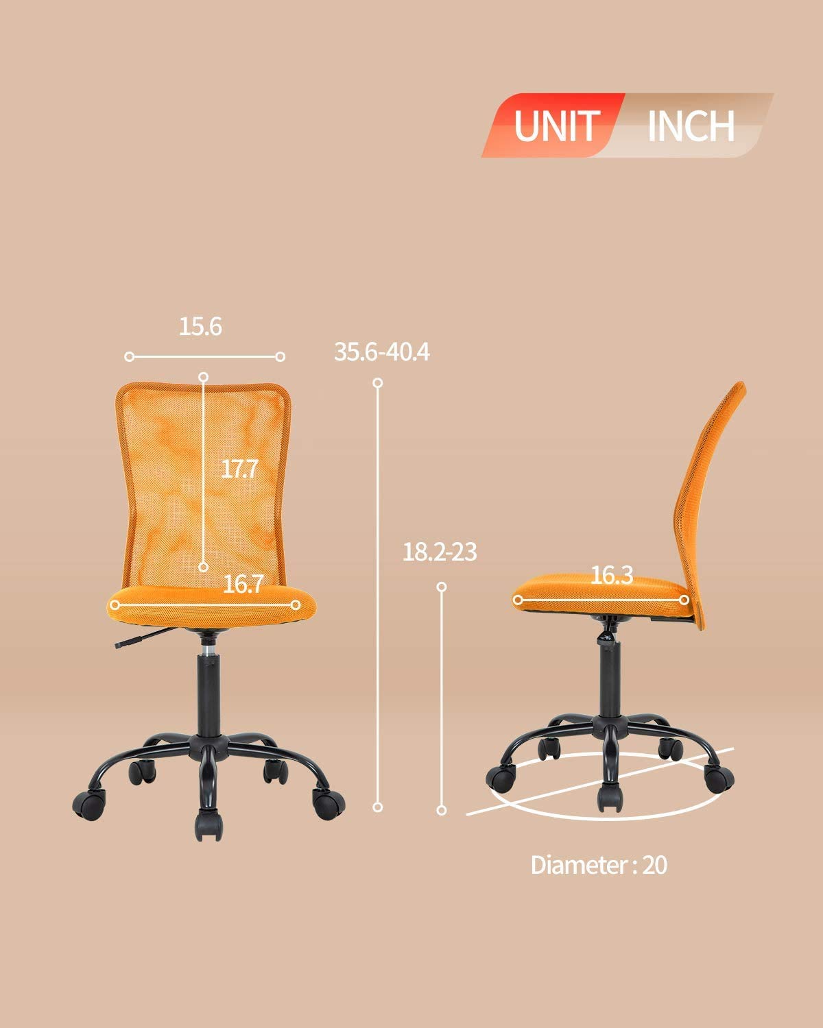 Orange Ergonomic Mesh Office Chair L672
