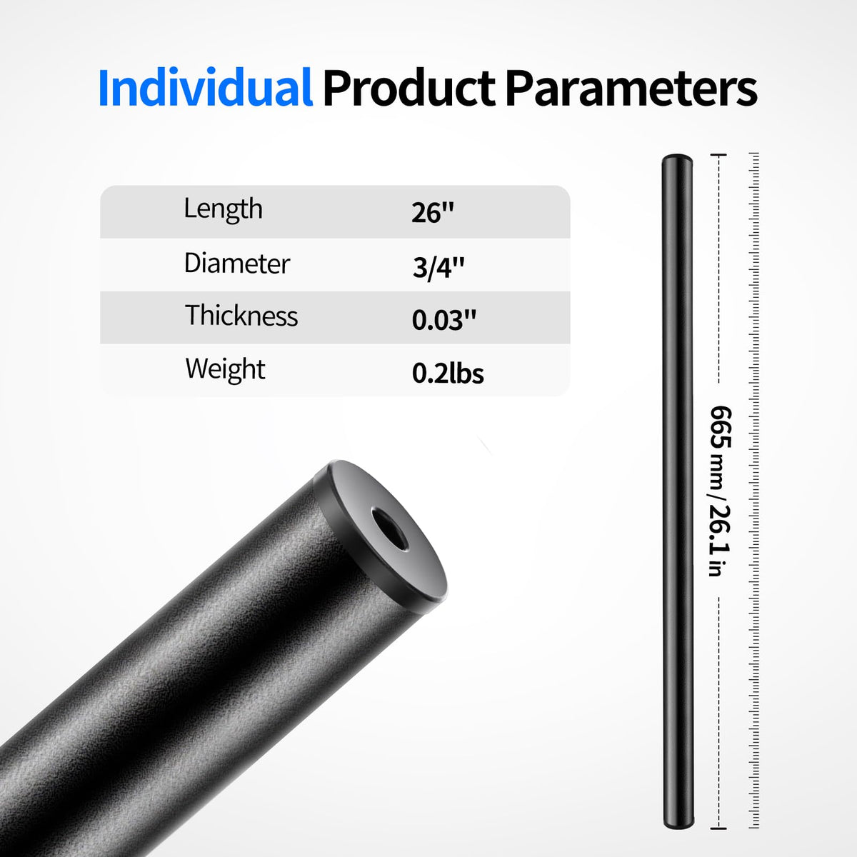 101 Pack 26" x 3/4" Black Round Aluminum Balusters T95114