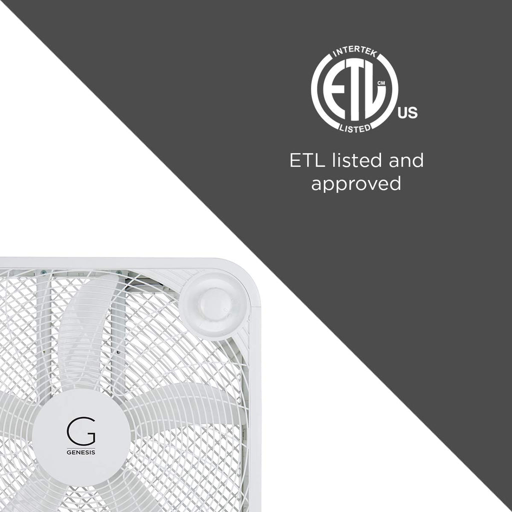 20" Box Fan, 3 Settings, Carry Handle, White Z834249