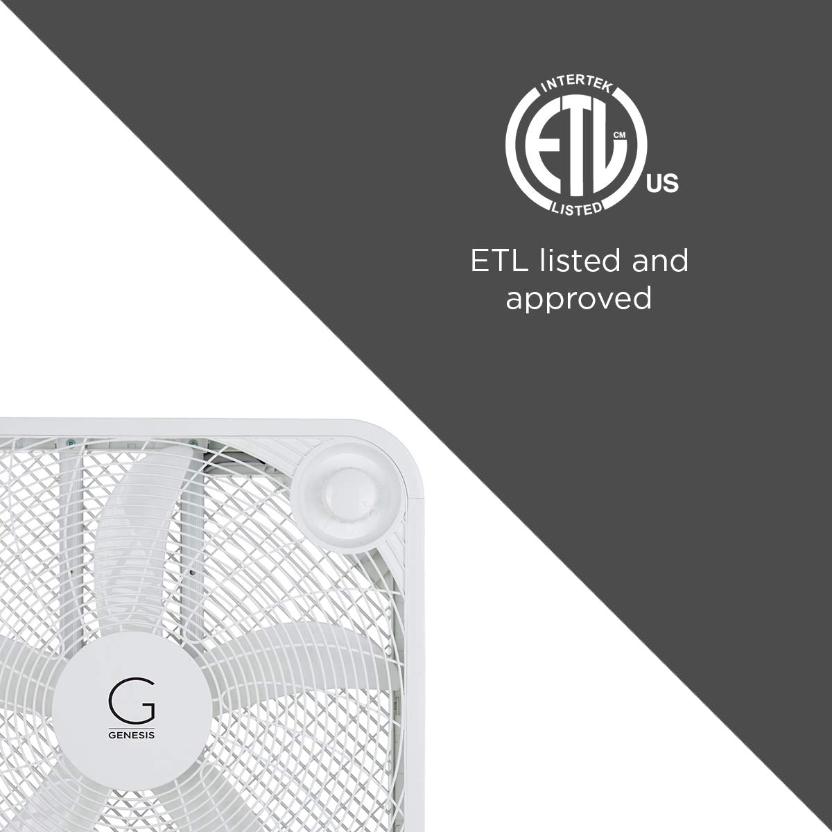 20" Box Fan, 3 Settings, Carry Handle, White Z834249