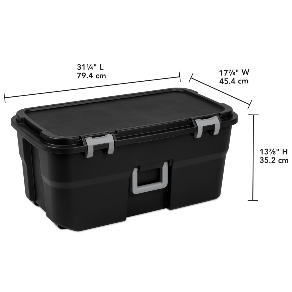 22 Gallon Black Lockable Rolling Storage Footlocker P18744