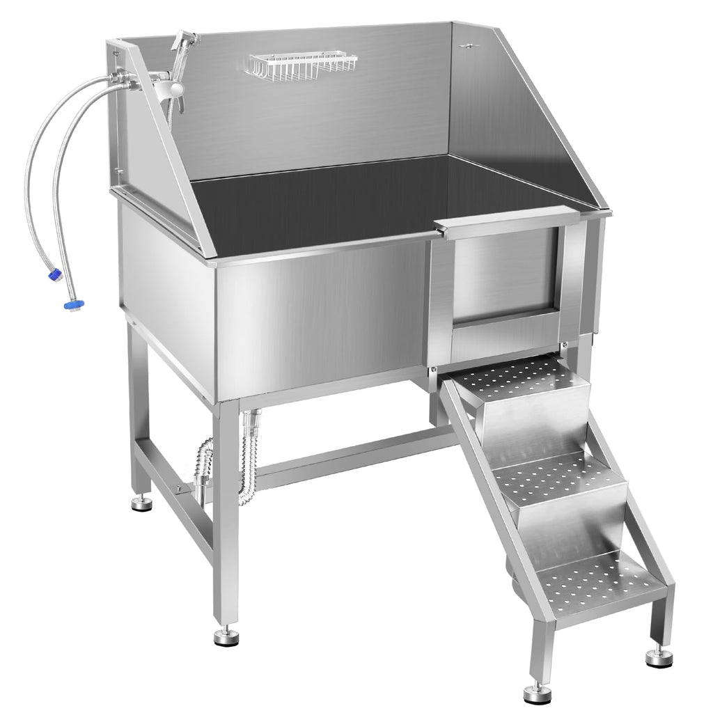 38" Stainless Steel Dog Grooming Tub with Stairs C5070