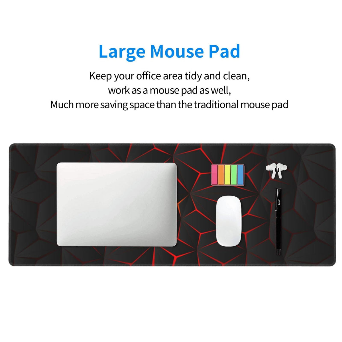 Black Red Large Gaming Mouse Pad 31.5 x 12 inch U447
