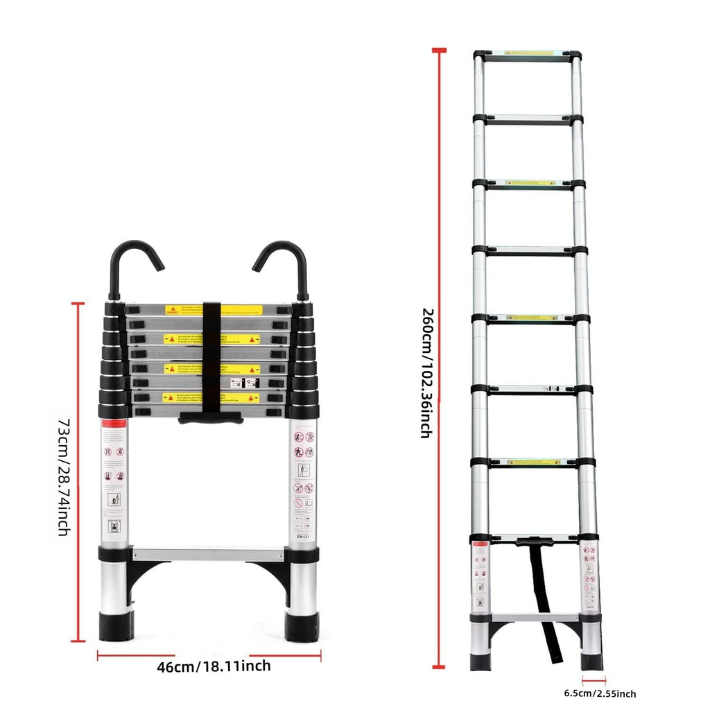 8.5 FT Aluminum Telescoping Ladder 330lbs A1289