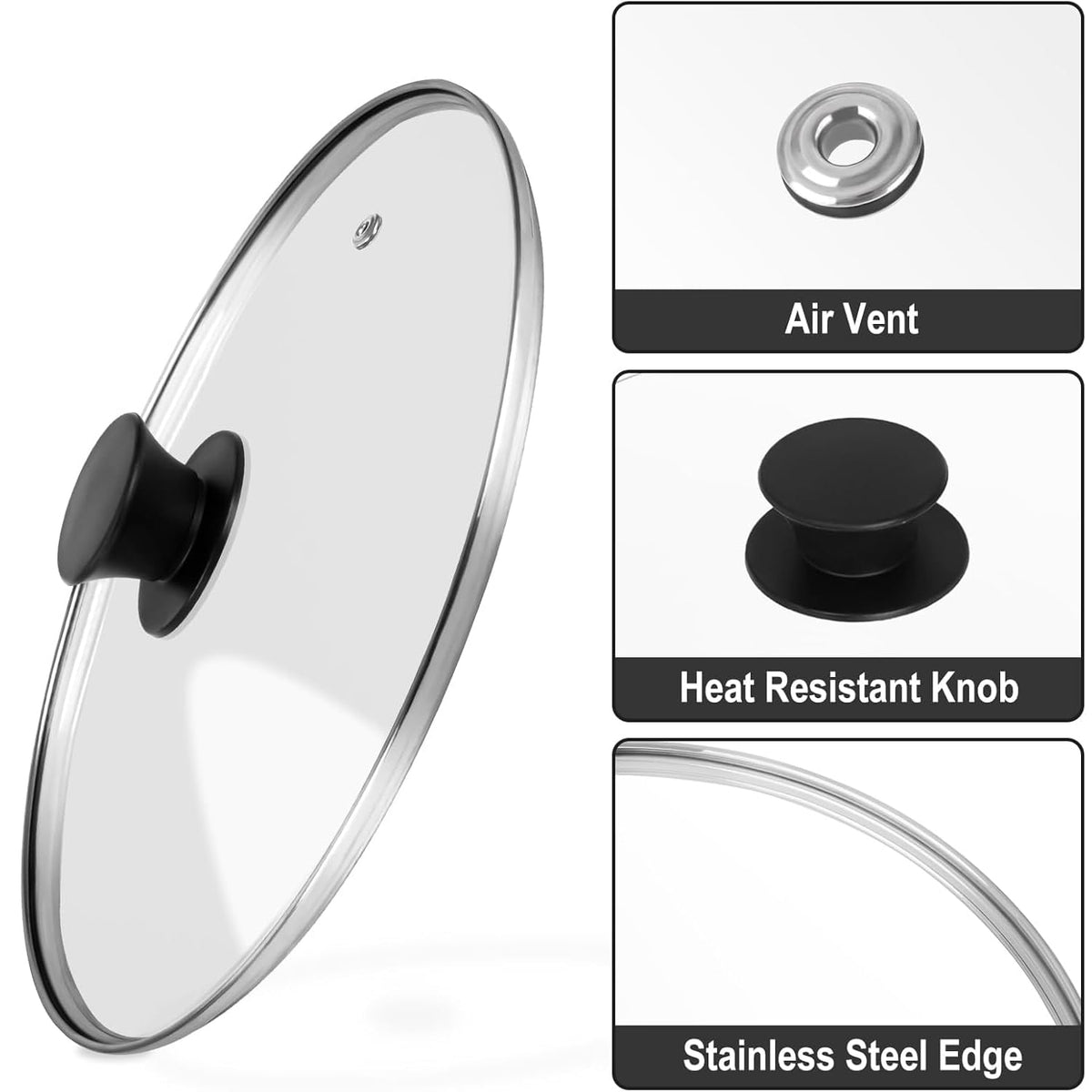 12 Inch Tempered Glass Pan Lid with Silicone Handle S26014