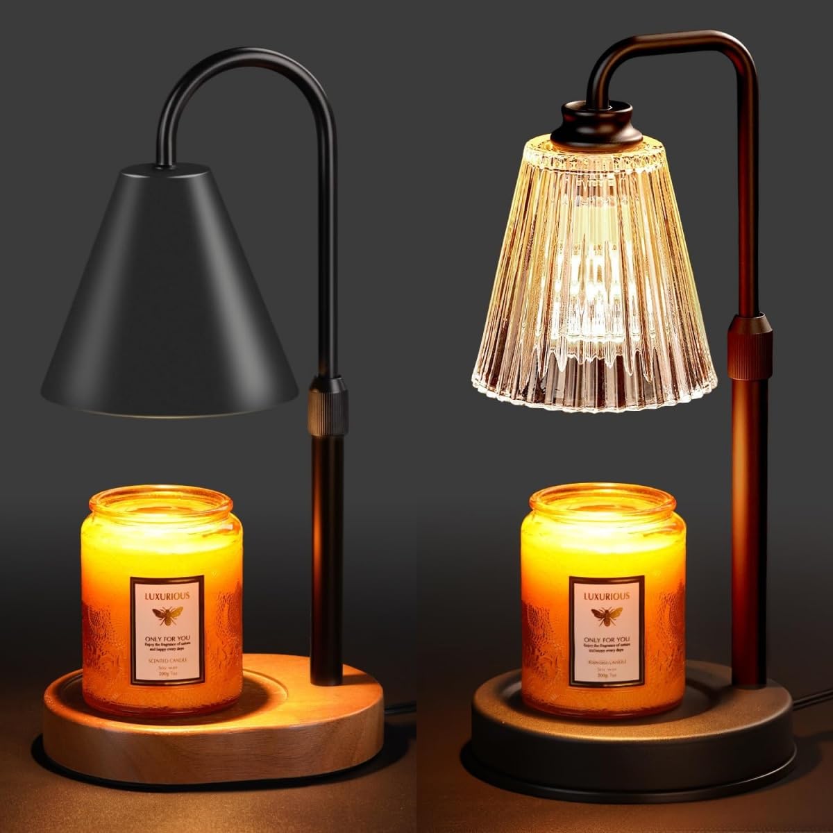 Black Dimmable Candle Warmer Lamp with Timer P8050