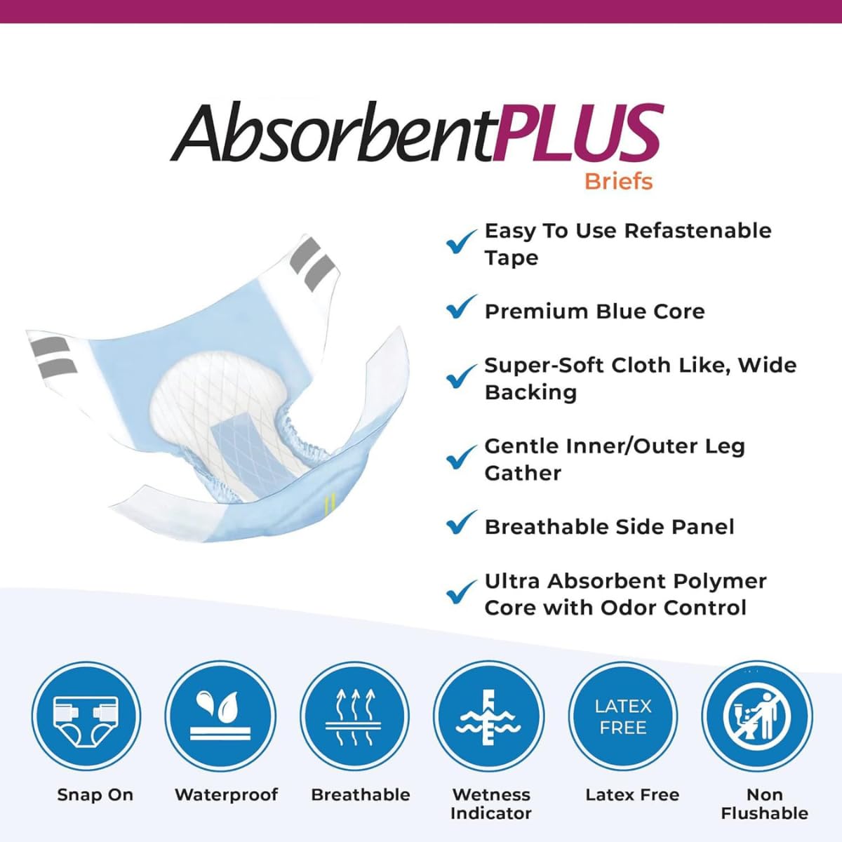 White Medium 12 Count Adult Diaper P8473