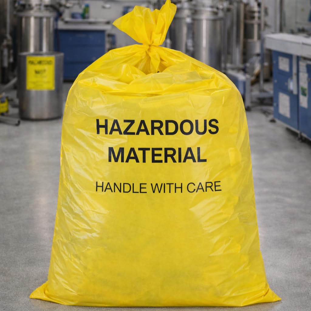 10-Gallon Hazardous Waste Bags 24 Pack Yellow 4 mil A250741