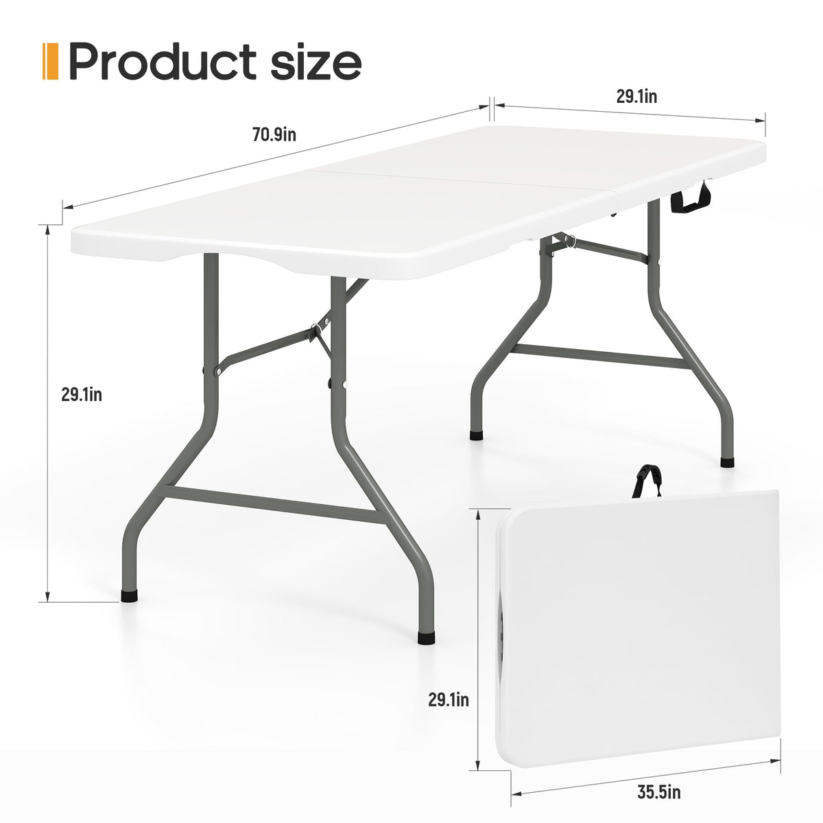 6ft Heavy Duty Folding Table White W7558