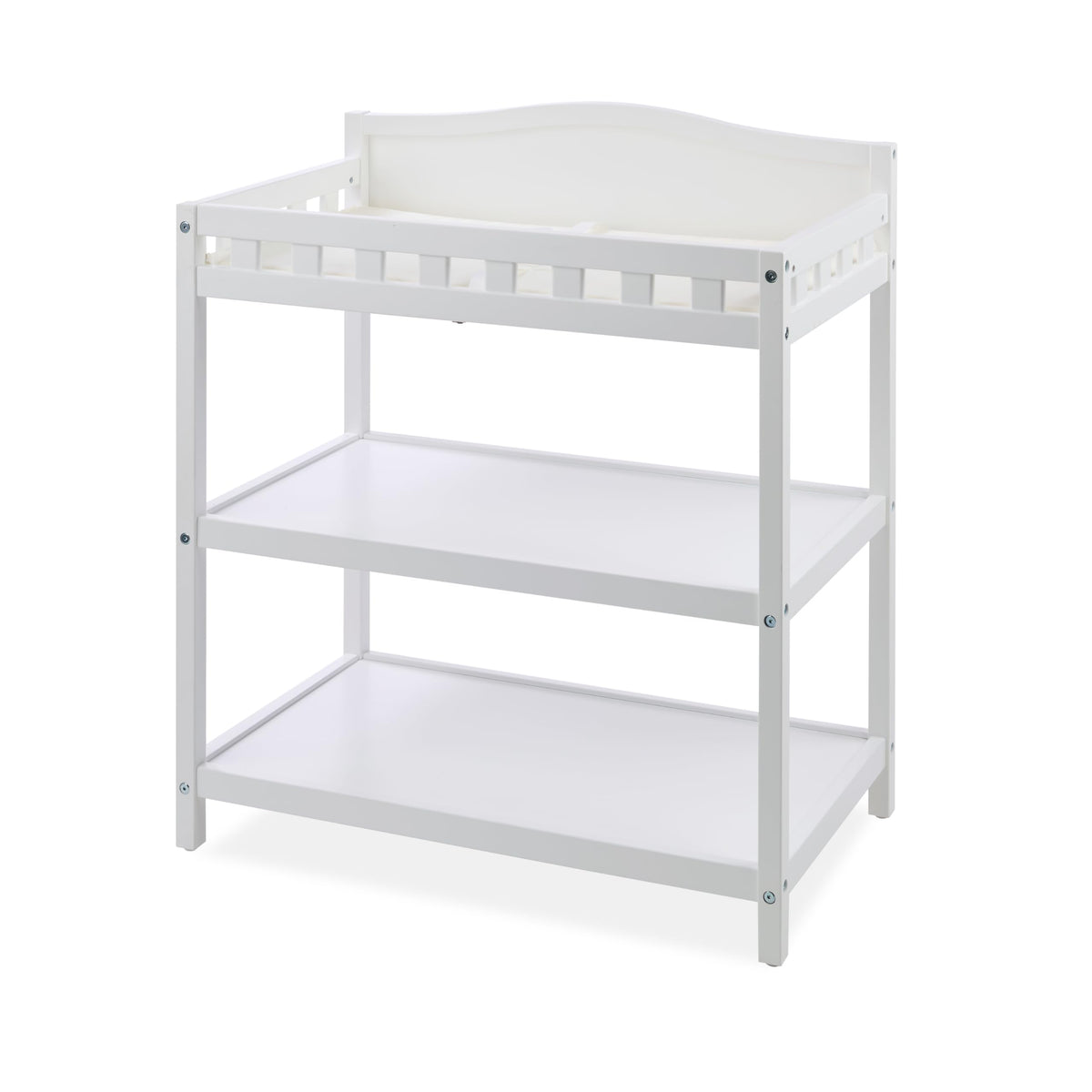 White Baby Changing Table with Pad & Storage Shelves C3740