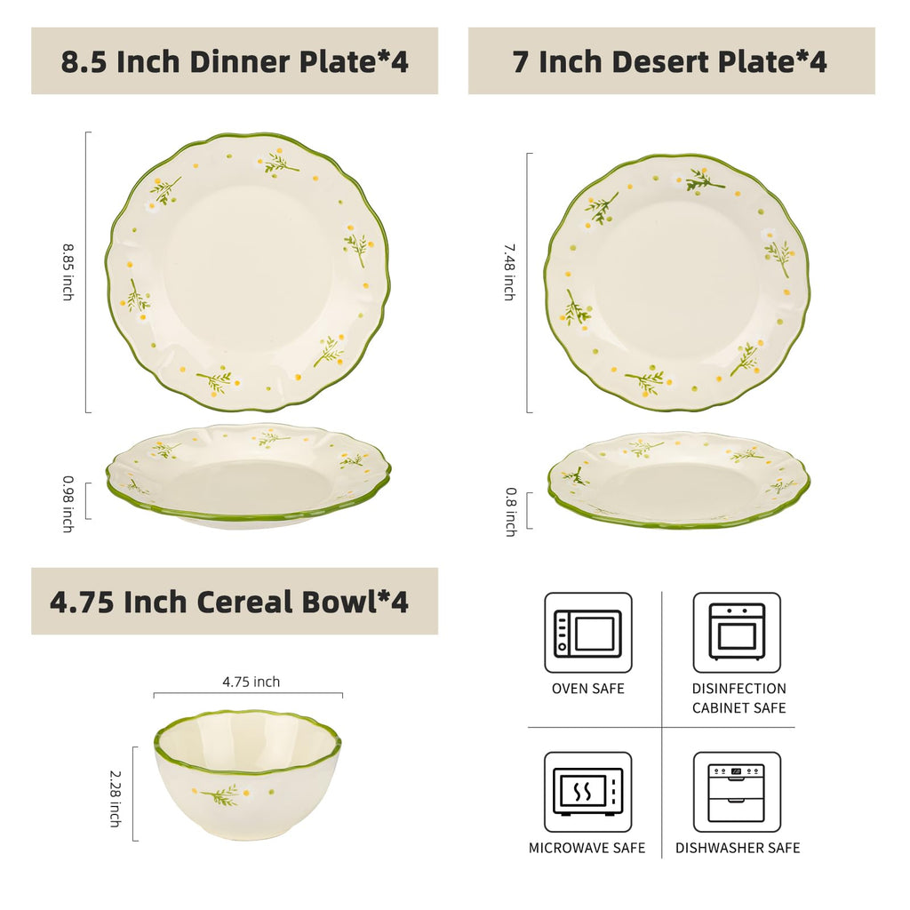 12-Piece Hand-painted Ceramic Dinnerware Set H76344