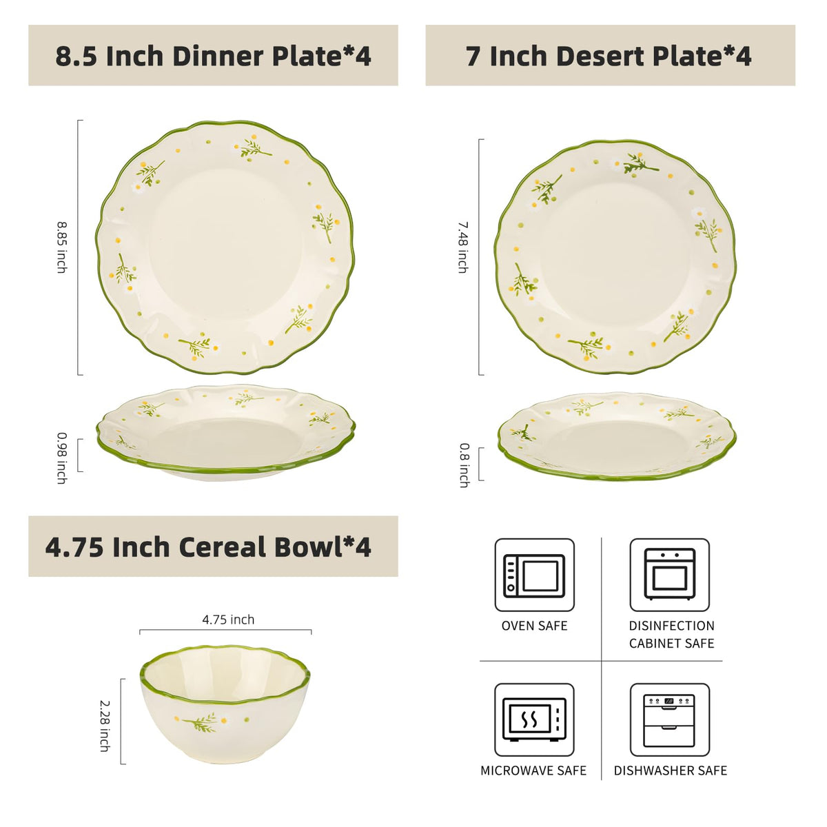 12-Piece Hand-painted Ceramic Dinnerware Set H76344