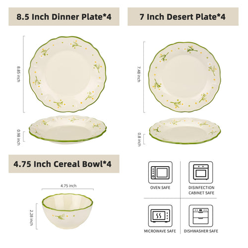 12-Piece Hand-painted Ceramic Dinnerware Set H76344