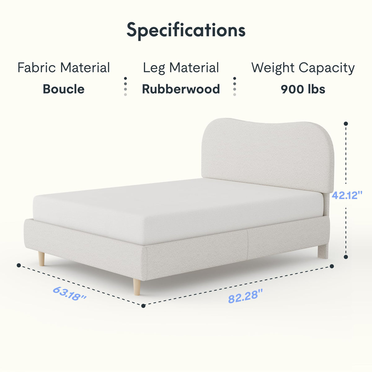 Queen Size White Boucle Bed Frame G9901