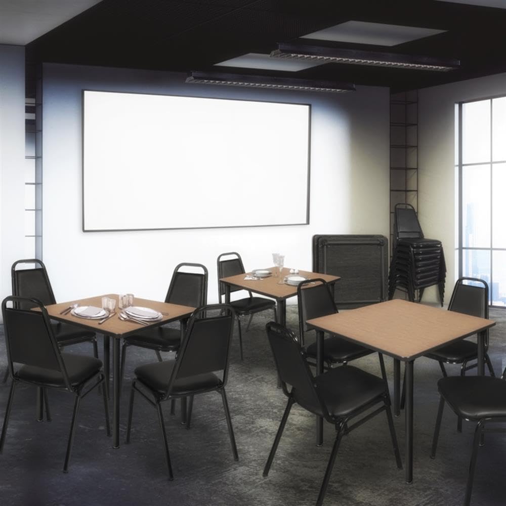 Square Folding Table with Black Tubular Steel Legs K53692