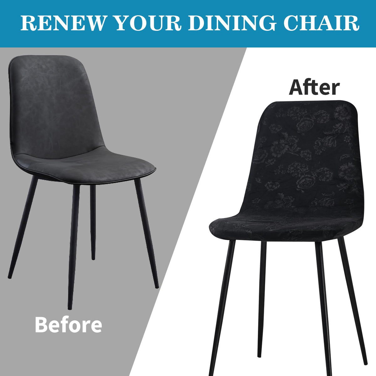 Stretch Removable Jacquard Dining Chair Covers Set P43187