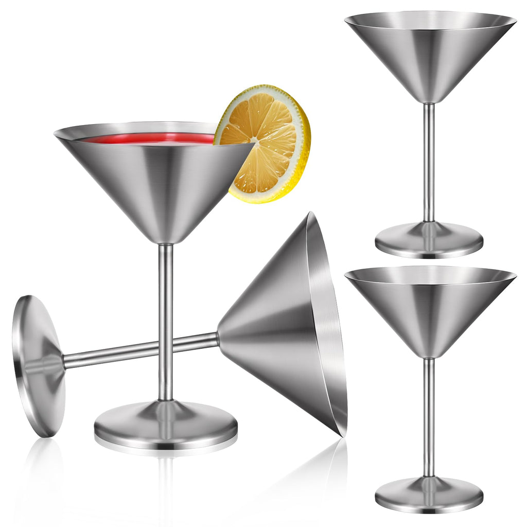 4-Pack Stainless Steel Martini Glasses 8.5oz T568