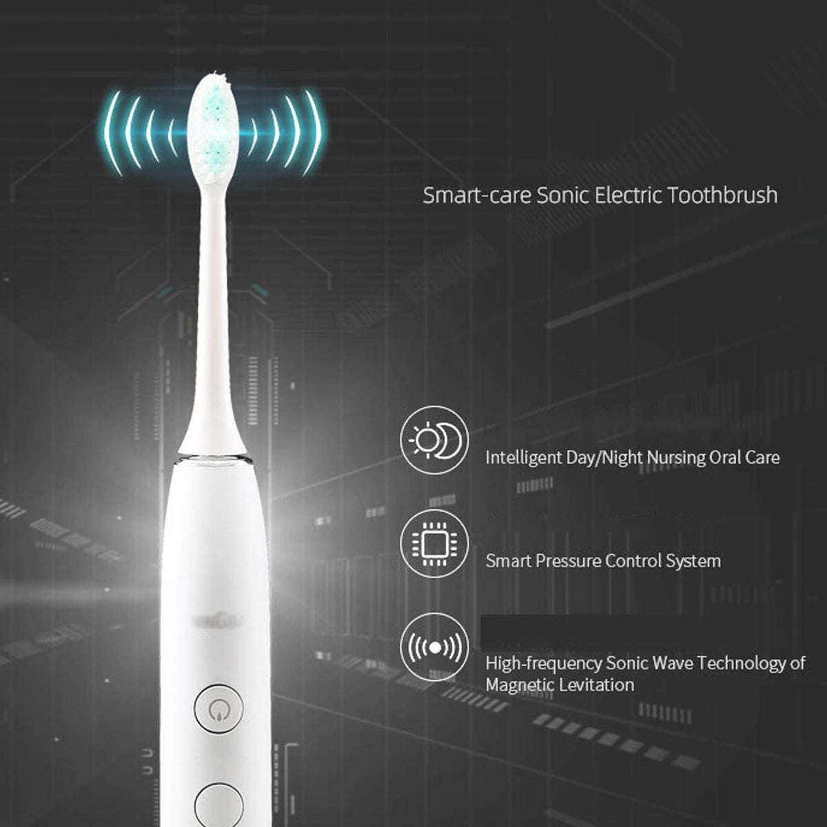 Sonic Electric Toothbrush, 5 Modes, 2-Minute Timer, 4 Brush Heads D631