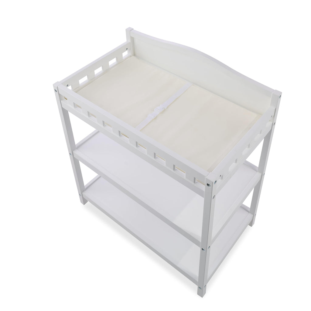 White Baby Changing Table with Pad & Storage Shelves C3740