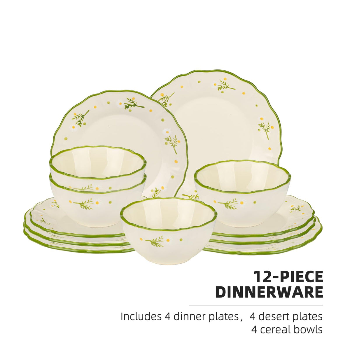 12-Piece Hand-painted Ceramic Dinnerware Set H76344