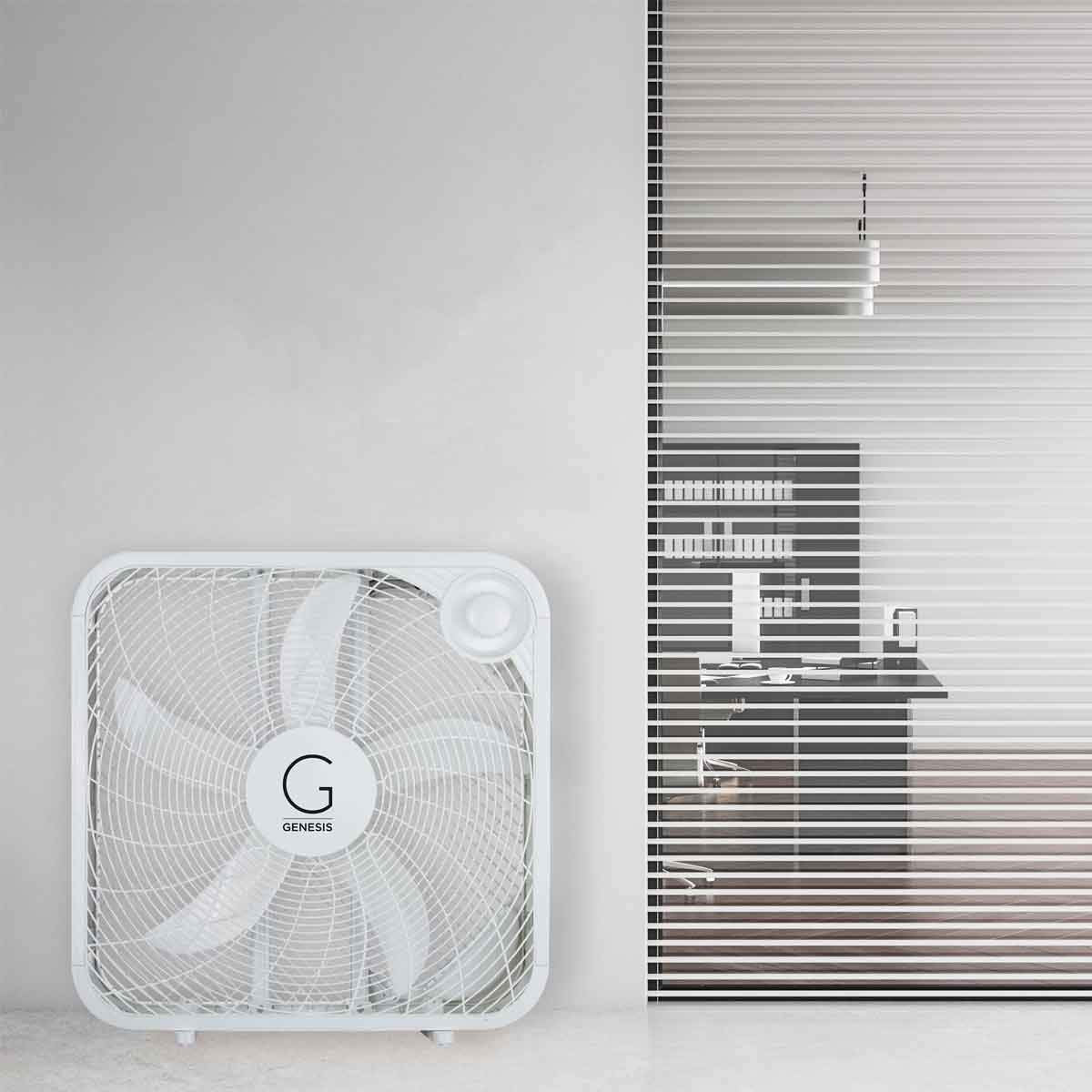 20" Box Fan, 3 Settings, Carry Handle, White Z834249