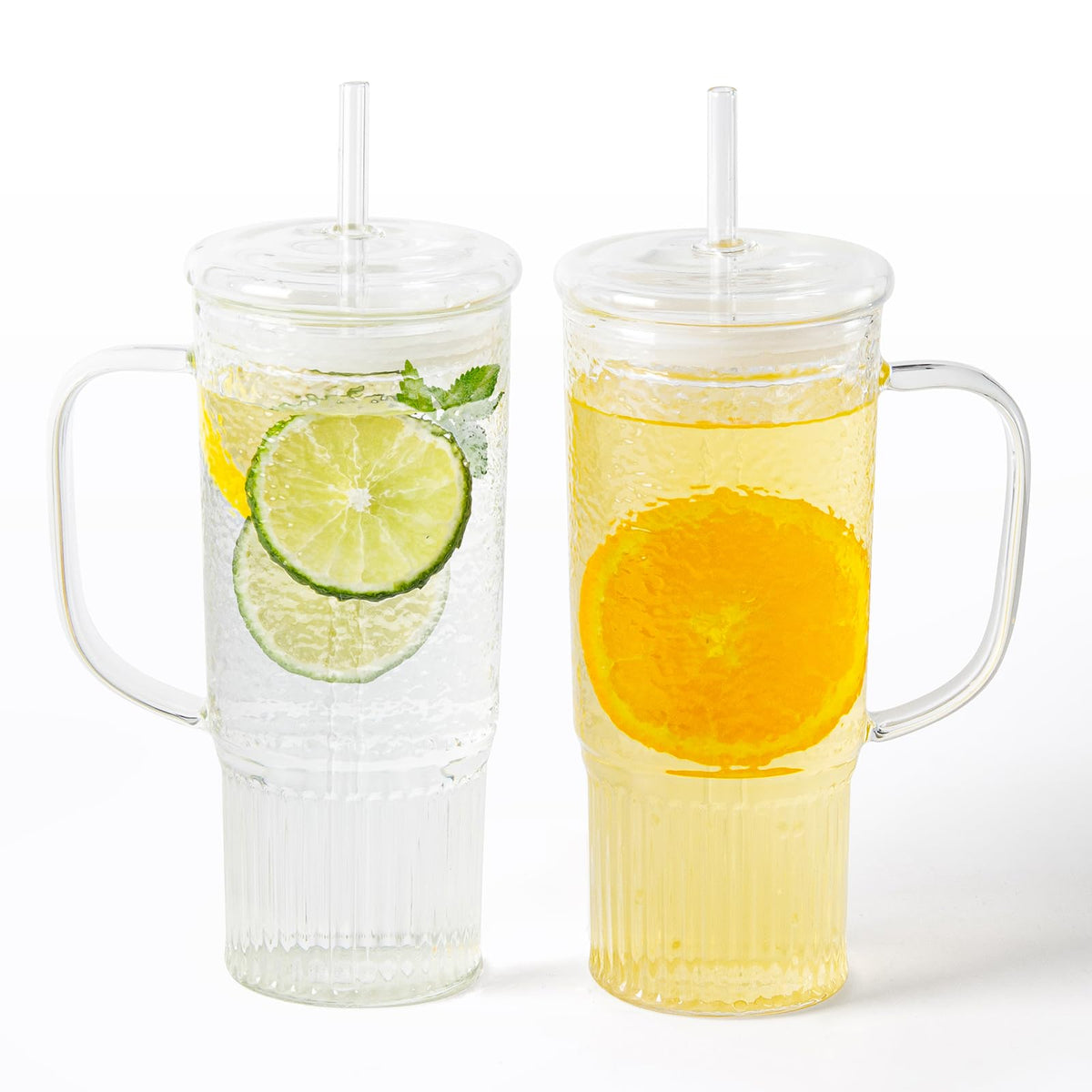 24oz Clear Glass Tumbler with Handle, 2 Pack K306067