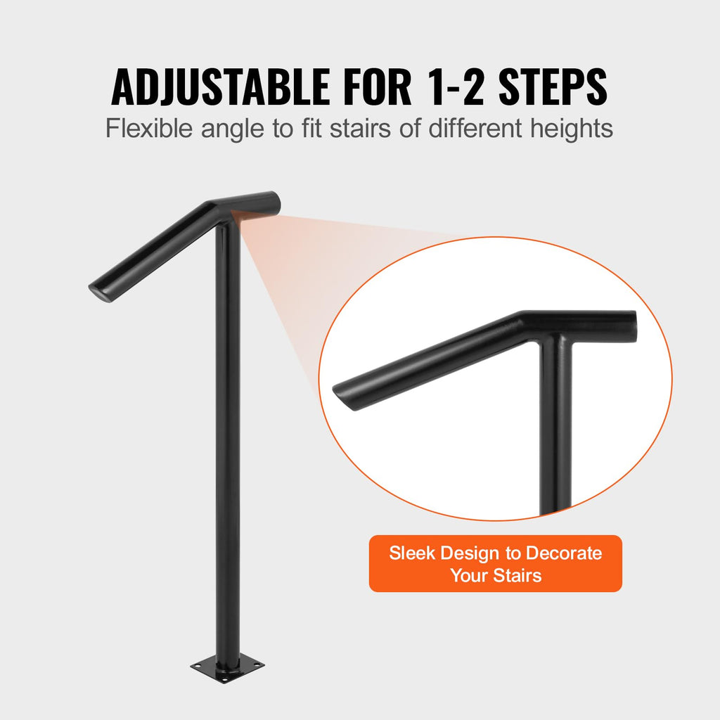 Black Steel Railing 330LBS Capacity Metal Handrails Q800483