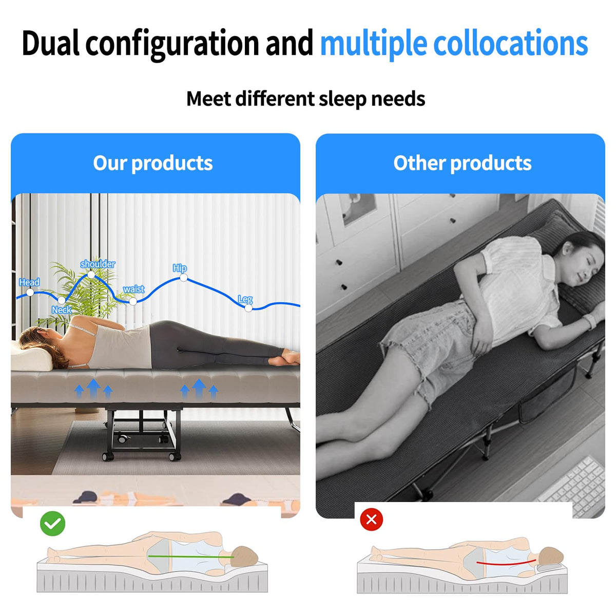 Queen Size Folding Bed with Memory Mattress V5941