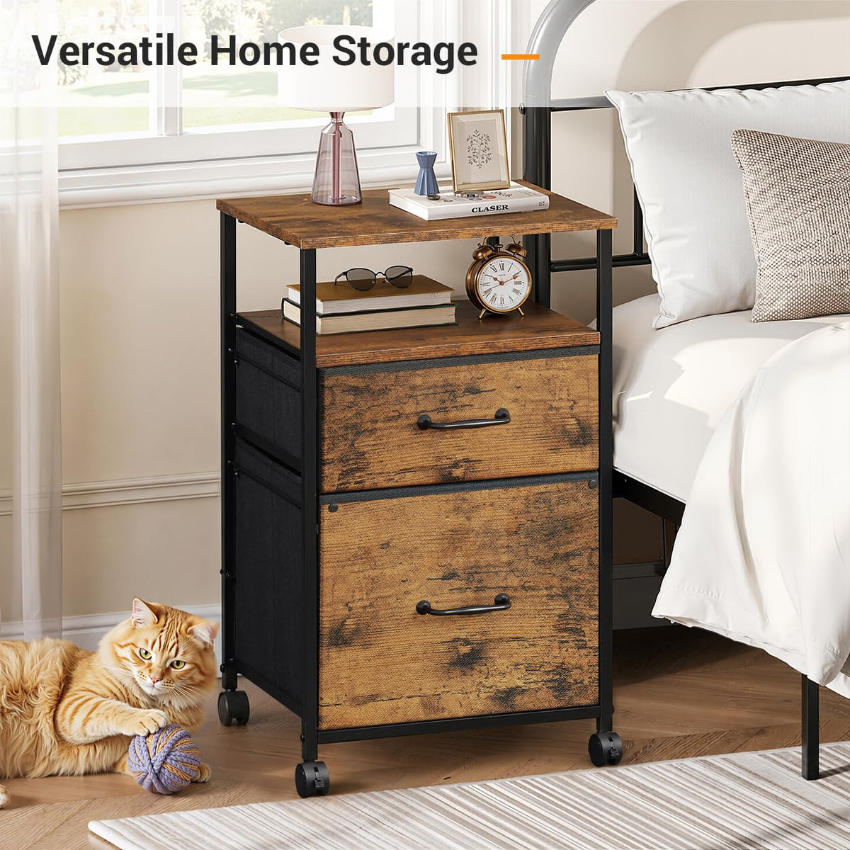2 Drawer Mobile Fabric File Cabinet V696579