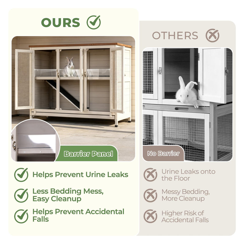 2-Story Indoor Rabbit Hutch with Pull-Out Tray G512
