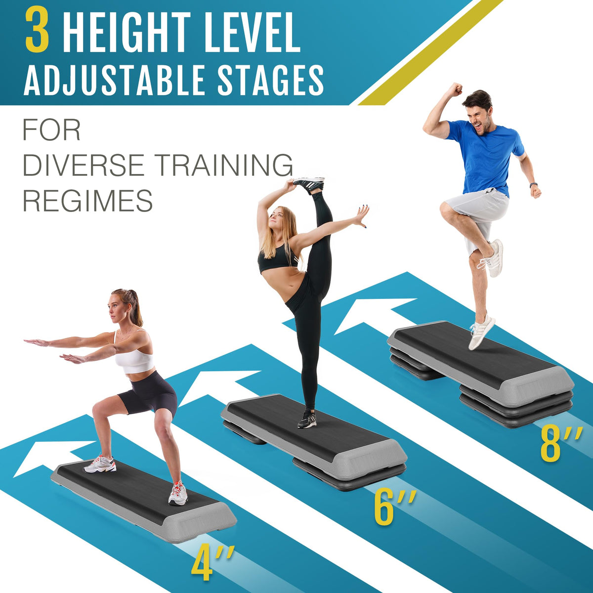 43 inch Adjustable Aerobic Exercise Step Platform with 4 Risers D7317