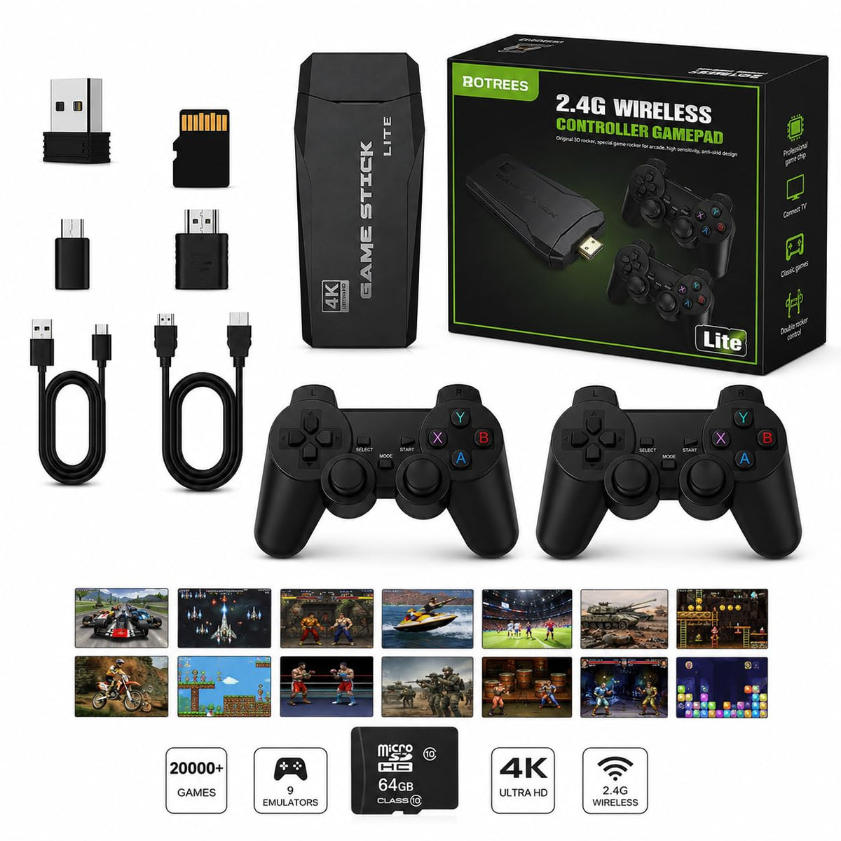 Retro Gaming Console 4K HDMI with 20,000+ Built-in Classic Video Games B558240