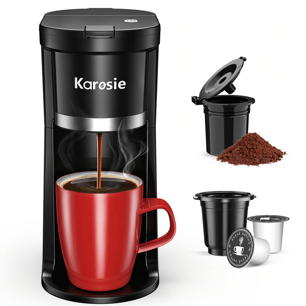 Single Serve Coffee Maker, 6-12 Oz, Black R144360