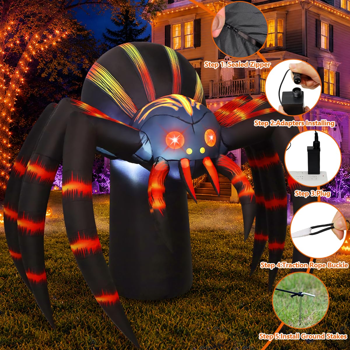 7FT Halloween Inflatables Yard Decor with LEDs H3656