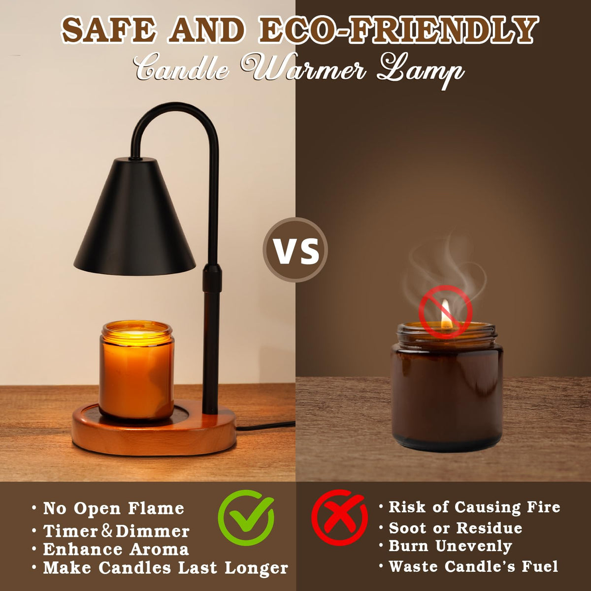 Black Dimmable Candle Warmer Lamp with Timer P8050