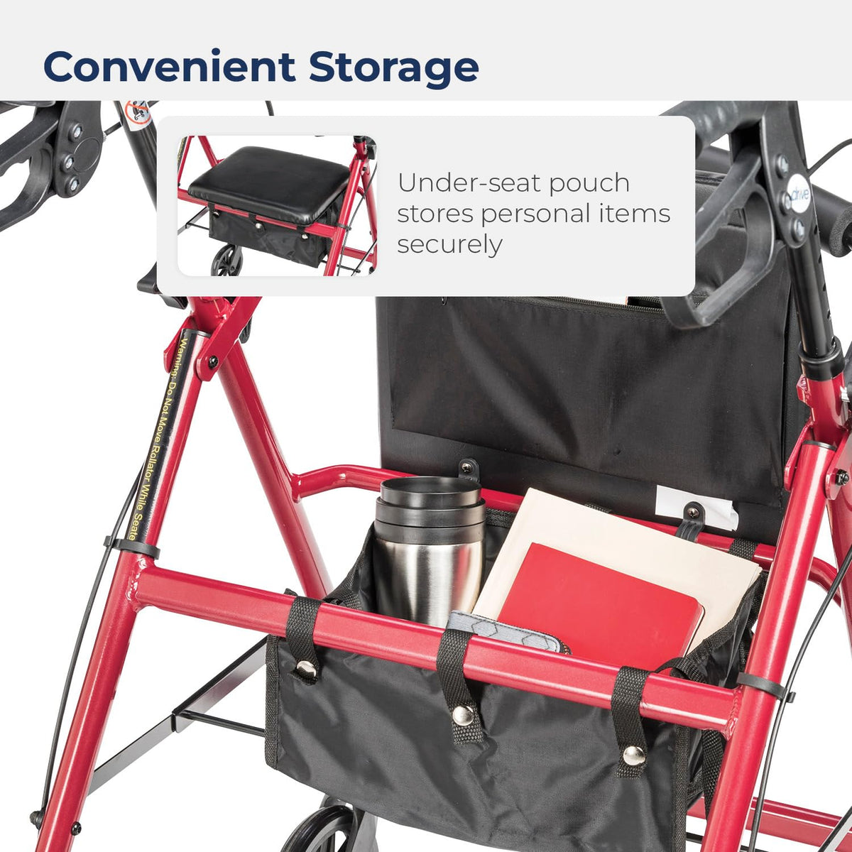 Red Aluminum Rollator Walker with Padded Seat and 6" Wheels Q689