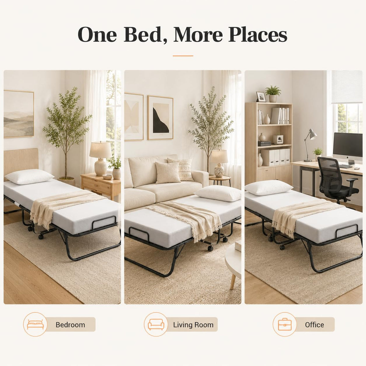 Folding Bed with Mattress Cot Size K5943