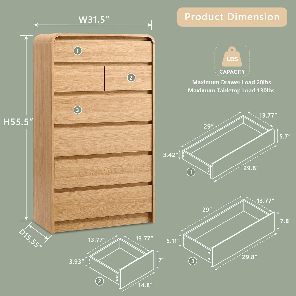 7 Drawer Dresser O8163