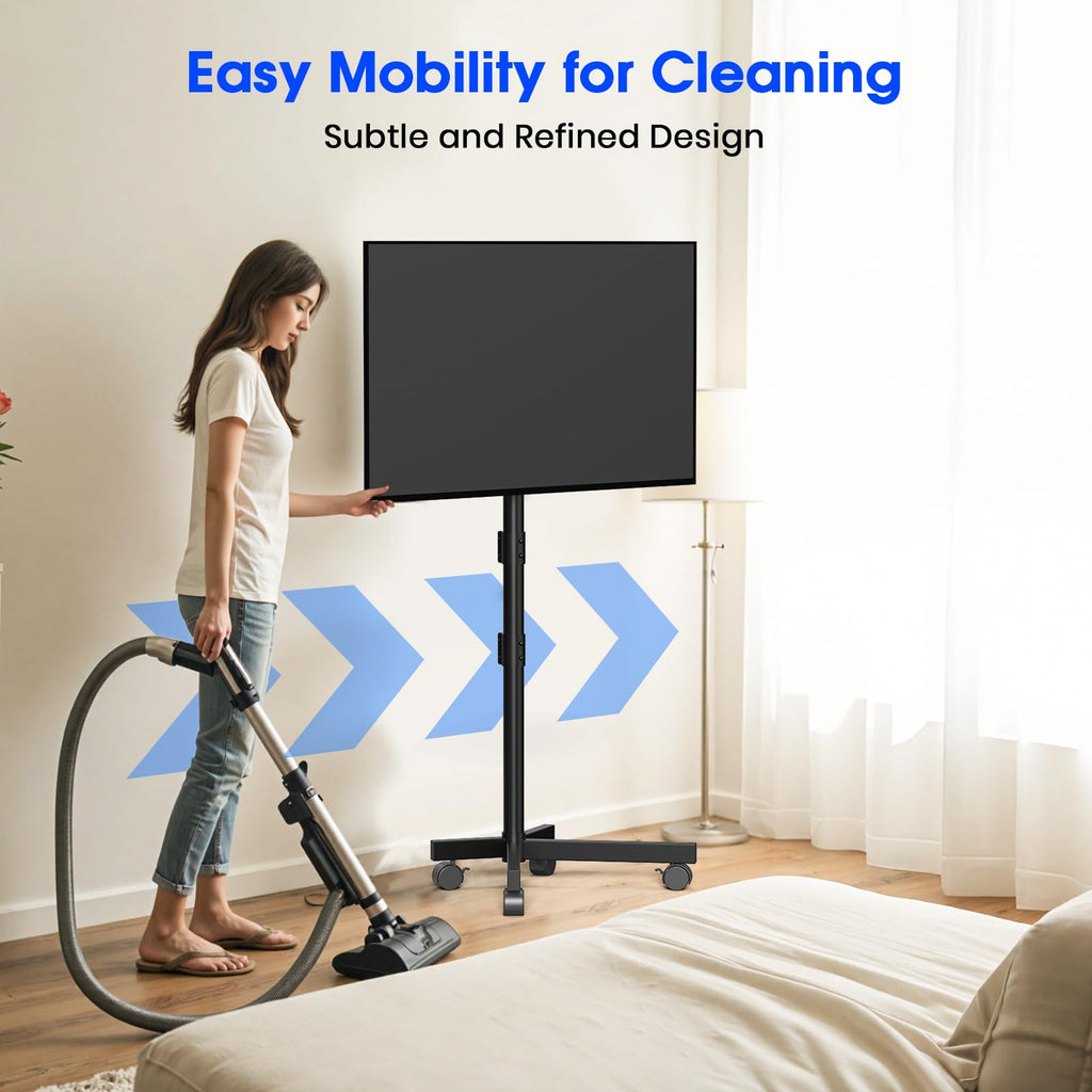 Black Rolling TV Stand for 23-60 Inch TVs U398