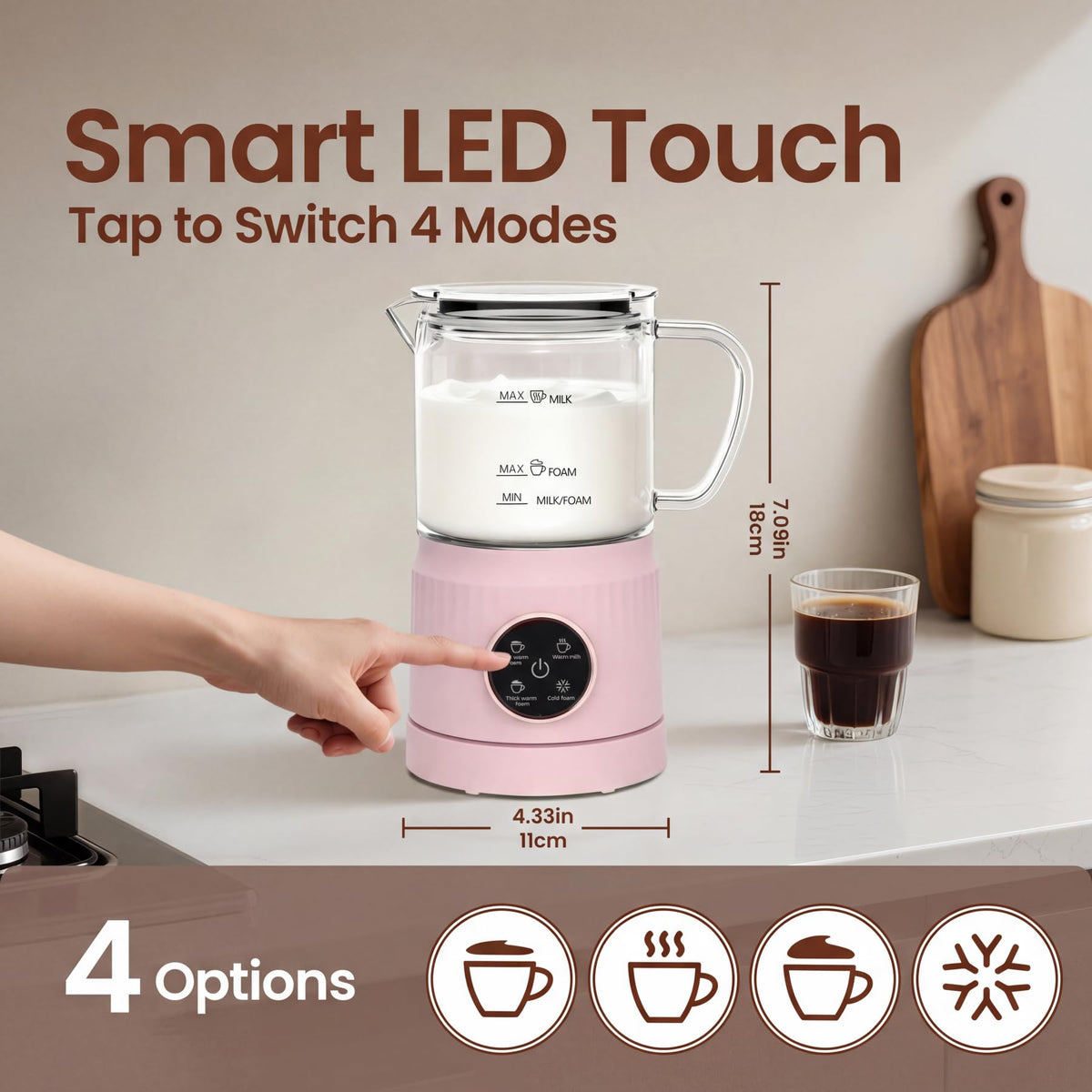 4-in-1 Electric Milk Frother and Steamer F385