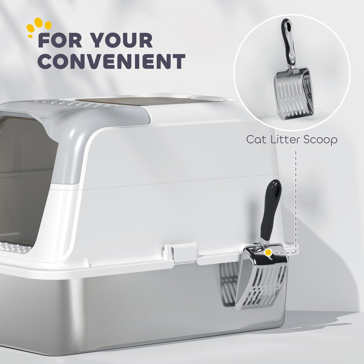 Extra Large Enclosed Stainless Steel Cat Litter Box H2208